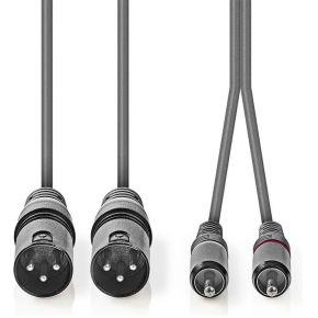 Nedis Gebalanceerde Audiokabel | 2x XLR 3-Pins Male naar 2x RCA Male | 3 m | 1 stuks - COTH15210GY30 COTH15210GY30 Nedis Gebalanceerde Audiokabel | 2x XLR 3-Pins Male naar 2x RCA Male | 3 m | 1 stuks - COTH15210GY30 COTH15210GY30