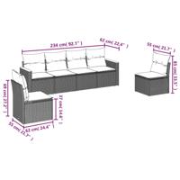 6-delige Loungeset met kussens poly rattan zwart - thumbnail