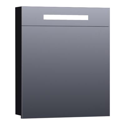 Brauer Promise Spiegelkast - 60 cm - met Directe Verlichting - 1 Linksdraaiende Enkelzijdige Spiegeldeur - Mat Zwart