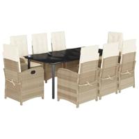 9-delige Tuinset met kussens poly rattan beige - thumbnail