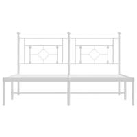 Bedframe met hoofdbord metaal wit 160x200 cm - thumbnail