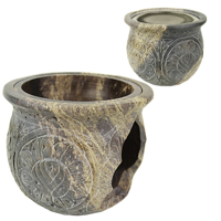 Wierookbrander en Olieverdamper Zeepsteen (14 cm) - thumbnail