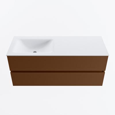 MONDIAZ VICA 120cm badmeubel onderkast Rust 2 lades. Wastafel CLOUD links zonder kraangat, kleur Talc.