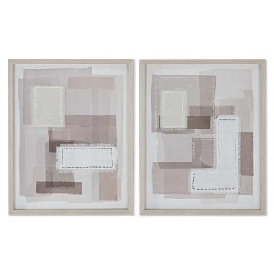 Canvas Home ESPRIT Beige Grijs Abstract Modern 40 x 2,5 x 50 cm (2 Stuks)