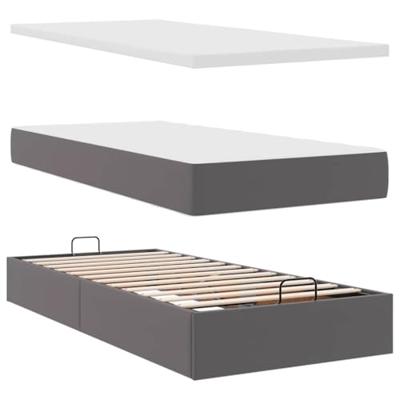 Ottomaanse bed met matras 90x200cm kunstleer grijs
