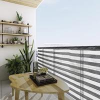Balkon Privacy Scherm Grijs-Wit afm. 1x10m - thumbnail