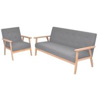 Bankstel stof lichtgrijs 2-delig - thumbnail