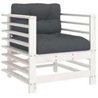Tuinstoelen met kussens 2 st massief grenenhout wit - thumbnail