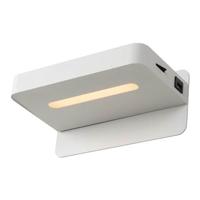 Lucide ATKIN - Bedlamp / Wandlamp - LED - 1x6W 3000K - Met USB oplaadpunt - Wit - thumbnail