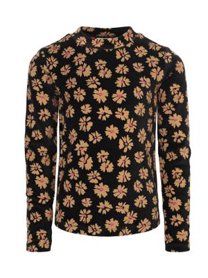 LOOXS Little winter velvet top meisjes - zwart - bloem