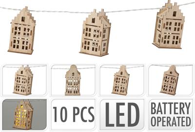 Lichtslinger Led met 10 Huisjes, 150cm