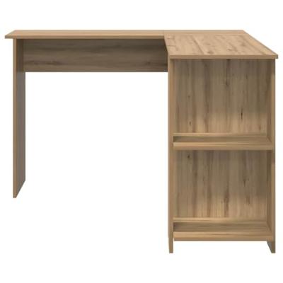 Hoekbureau met opslageenheid met plank artisanaal eikenkleurig