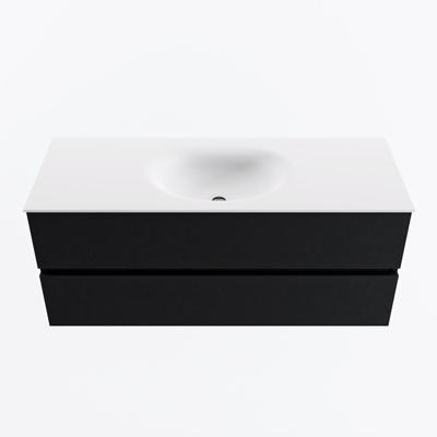 MONDIAZ VICA 120cm badmeubel onderkast Urban 2 lades. Wastafel MOON midden 1 kraangat, kleur Talc.