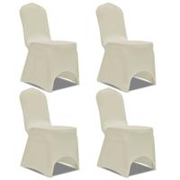 VidaXL Stoelhoes stretch 4 stuks crèmekleurig - thumbnail