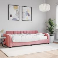 Slaapbank met matras 90x200 cm fluweel roze - thumbnail