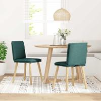 Eetkamerstoelen 2 st stof donkergroen - thumbnail