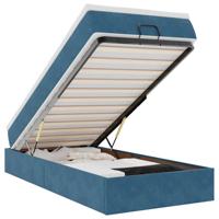 Ottoman bed met matras 90x190cm fluweel donkerblauw - thumbnail