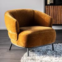 Eleonora Fauteuil 'David' Chenille, kleur Mosterdgeel - thumbnail