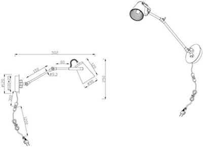 Trio Design wand leeslampEdward zwart met goud - 208870132