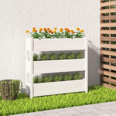 VidaXL Plantenbak 112x25x104,5 cm massief grenenhout wit VidaXL Plantenbak 112x25x104,5 cm massief grenenhout wit