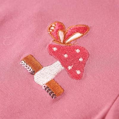 Kindershirt met lange mouwen paddenstoelenprint 128 frambozenkleurig - thumbnail