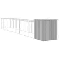 Kippenhok met ren 165x1067x181 cm staal lichtgrijs - thumbnail