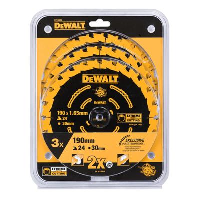 DeWalt Accessoires DT10399-QZ Cirkelzaagbladen | 190 mm | 24 T | Extreme framing | 3 stuks - DT10399-QZ