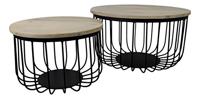 HSM Collection salontafel Maden (2 stuks) - naturel/zwart - Ø60x33 cm - thumbnail