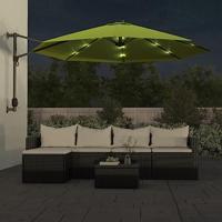 VidaXL Wandparasol met leds 290 cm appelgroen - thumbnail
