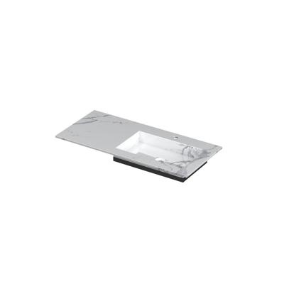 INK Post Wastafel Keramische Slab Envelop Bak Rechts met 1 Kraangat - 1000x450x10 mm - Statuario Glans