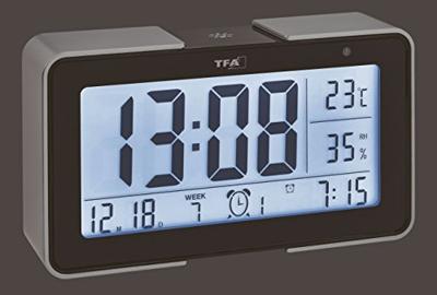 TFA Dostmann 60.2540.01 Wekker Zendergestuurd Zwart, Zilver Alarmtijden 3