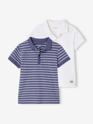 Set van 2 jongens polo's van piquée tricot wit