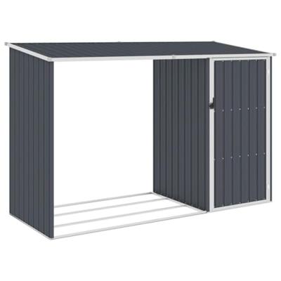 VidaXL Brandhoutschuur 245x98x159 cm gegalvaniseerd staal antraciet VidaXL Brandhoutschuur 245x98x159 cm gegalvaniseerd staal antraciet