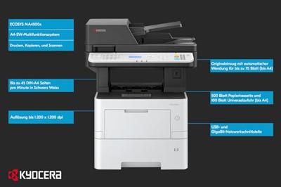 Kyocera ECOSYS MA4500x Multifunctionele printer Laser, kleur Zwart/wit A4 Printen, scannen, kopiëren ADF, Duplex, LAN, USB