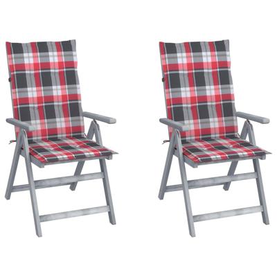 VidaXL Tuinstoelen 2 st verstelbaar met kussens massief acaciahout