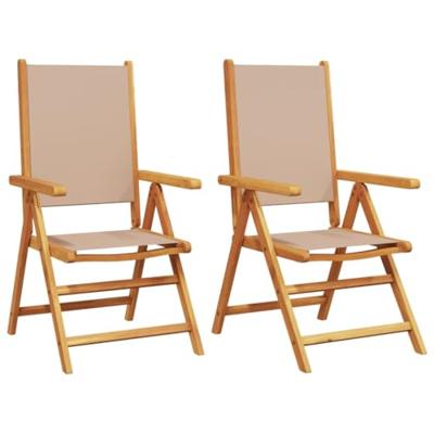Tuinstoelen 2 st massief acaciahout en stof taupe - thumbnail