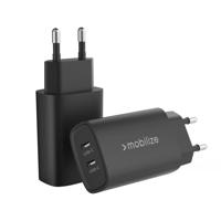 Mobilize Wall Charger 2x USB-C GaN 45W with PD/PPS Black - thumbnail