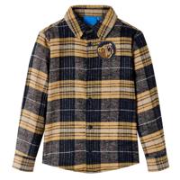VidaXL Kindershirt geruit 116 geel en zwart - thumbnail