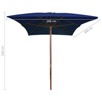 Parasol met houten paal 200x300 cm blauw - thumbnail