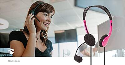 PC-Headset | On-Ear | 2x 3,5 mm Connectoren | 2,0 m | Roze