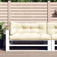 VidaXL Palletkussens 3 st stof crèmekleurig - thumbnail