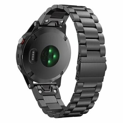 By Qubix - Stalen schakelband - Zwart - Compatible met Garmin Instinct 3 / Instinct E - 45mm - Compatible Garmin bandje - Bandbreedte: 22mm