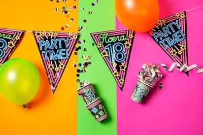 Party Vlaggenlijn Neon 25 Jaar - 10 Meter - thumbnail