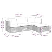 4-delige Loungeset met kussens poly rattan grijs - thumbnail