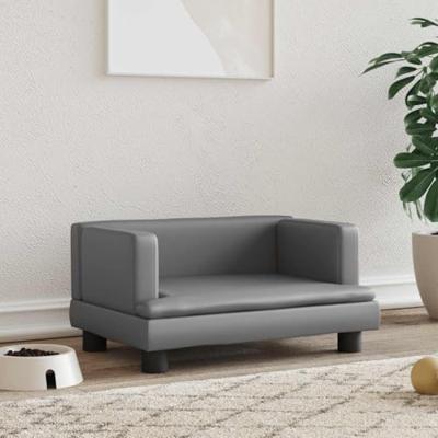 VidaXL Hondenmand 60x40x30 cm kunstleer grijs VidaXL Hondenmand 60x40x30 cm kunstleer grijs