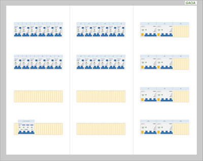 Bedrijfsverdeler 24 lichtgroepen 16A aardlekautomaten 8 krachtgroepen 3N kast 63A Gacia Pro