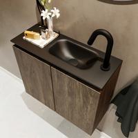 MONDIAZ TURE 60cm toiletmeubel dark brown. EDEN wastafel urban rechts 1 kraangat - thumbnail