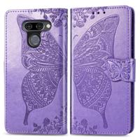 Butterfly Love bloemen reliëf horizontale Flip lederen case voor LG K50 met houder & kaartsleuven & portemonnee & Lanyard (licht paars) - thumbnail