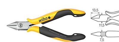 Wiha Zijkniptang Professional ESD brede, spitse kop met facet | 115mm/4 12" - 26816 - 26816 Wiha Zijkniptang Professional ESD brede, spitse kop met facet | 115mm/4 12" - 26816 - 26816