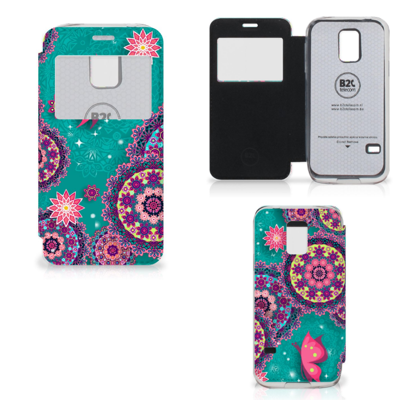 Samsung Galaxy S5 Mini Hoesje Cirkels en Vlinders Samsung Galaxy S5 Mini Hoesje Cirkels en Vlinders